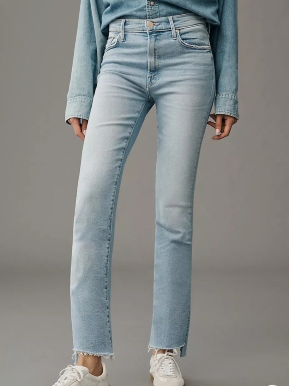 Mother Light Wash The Insider Crop Step Fray Jeans Limited Edition Wash Size 26